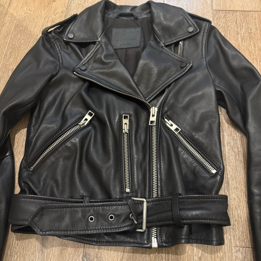 All Saints Balfern Leather Biker Jacket | AllSaints - Picture 9 of 14